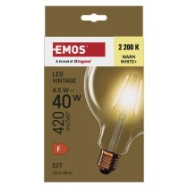LED žárovka Vintage G125 / E27 / 4,5 W (40 W) / 420 lm / teplá bílá
