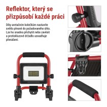 LED reflektor ELION 20W, červeno-černý, IP65, 3000 lm, neutrální bílá