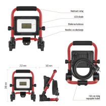LED reflektor ELION 20W, rdeča-črn, IP65, 3000 lm, nevtralna bela
