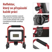 LED reflektor ELION 30W, červeno-černý, IP65, 4800 lm, neutrální bílá