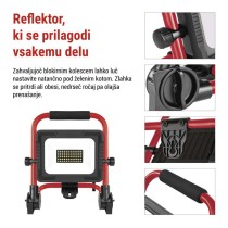 LED reflektor ELION 30W, rdeča-črn, IP65, 4800 lm, nevtralna bela