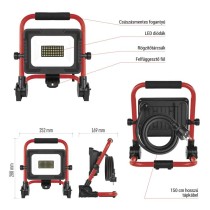LED reflektor ELION 30W, red-fekete, IP65, 4800 lm, természetes fehér