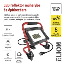 LED reflektor ELION 50W, red-fekete, IP65, 8000 lm, természetes fehér