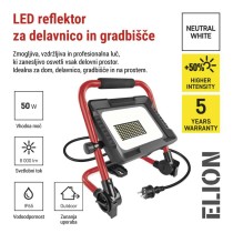 LED reflektor ELION 50W, rdeča-črn, IP65, 8000 lm, nevtralna bela