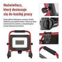 Naświetlacz LED ELION 50W, czerwony-czarny, IP65, 8000 lm, neutralna biel