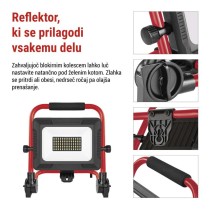 LED reflektor ELION 50W, rdeča-črn, IP65, 8000 lm, nevtralna bela