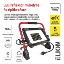 LED reflektor ELION 100W, red-fekete, IP65, 16 000 lm, természetes fehér