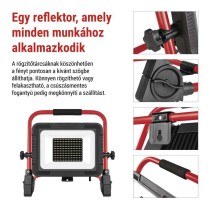 LED reflektor ELION 100W, red-fekete, IP65, 16 000 lm, természetes fehér