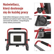 Naświetlacz LED ELION 100W, czerwony-czarny, IP65, 16 000 lm, neutralna biel