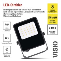 LED-Strahler VISIO schwarz, 10W neutralweiß