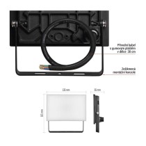 LED reflektor TAMBO, 20 W, 2000 lm, IP65, černý