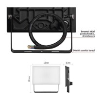 LED-es reflektor TAMBO, 20 W, 2000 lm, IP65, fekete