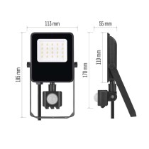 LED reflektor VISIO s pohybovým čidlem, 10 W, černý, neutrální bílá