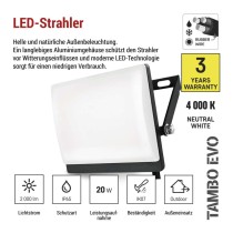 LED-Fluter TAMBO EVO, 20 W, 2000 lm, IP65, schwarz