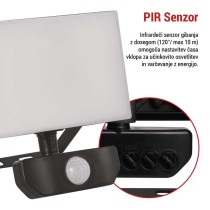 LED reflektor TAMBO s senzorjem gibanja, 20 W, 2000 lm, črn