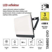 LED reflektor TAMBO EVO, 50 W, 5000 lm, IP65, černý