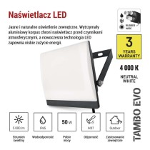 Naświetlacz LED TAMBO EVO, 50 W, 5000 lm, IP65, czarny