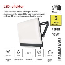 LED reflektor TAMBO EVO, 50 W, 5000 lm, IP65, črna