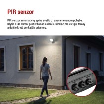 LED reflektor TAMBO EVO so senzorom pohybu, 50 W, 5000 lm, IP65, čierny