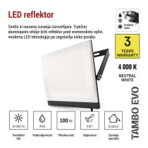 LED reflektor TAMBO EVO, 100 W, 10 000 lm, IP65, črna