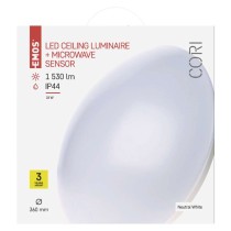 LED Deckenleuchte Cori, Bewegungsmelder, rund, 18W NW, IP44