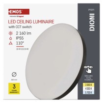 LED-Anbauleuchte DIONI rund, schwarz, 18W, mit Farbtemperatur-Änderung