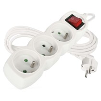 Prodlužovací kabel 3 m / 3 zásuvky / s vypínačem / bílý / PVC / 1 mm2