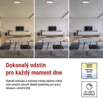LED přisazené svítidlo ILVI, kruhové 30W, stmív. se změnou CCT, bílá+dřevo