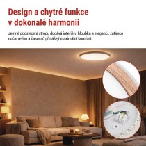 LED přisazené svítidlo ILVI, kruhové 30W, stmív. se změnou CCT, bílá+dřevo