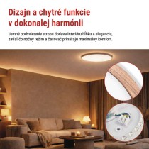 LED nástenné svietidlo ILVI, kruhové, 30 W, stmievateľné so zmenou CCT, biela + drevo