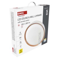 LED přisazené svítidlo ILVI, kruhové 30W, stmív. se změnou CCT, bílá+dřevo
