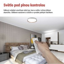 LED přisazené svítidlo ILVI, kruhové 45W, stmív. se změnou CCT, bílá+dřevo
