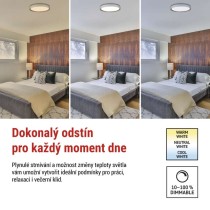 LED přisazené svítidlo ILVI, kruhové 45W, stmív. se změnou CCT, bílá+dřevo