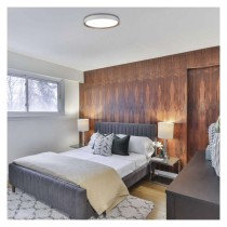 LED přisazené svítidlo ILVI, kruhové 45W, stmív. se změnou CCT, bílá+dřevo