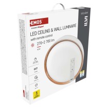 LED přisazené svítidlo ILVI, kruhové 45W, stmív. se změnou CCT, bílá+dřevo