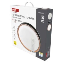 LED přisazené svítidlo ILVI, kruhové 30W, stmívání+CCT, černá+dřevo