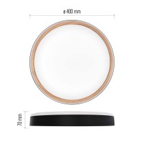 LED přisazené svítidlo ILVI, kruhové 30W, stmívání+CCT, černá+dřevo