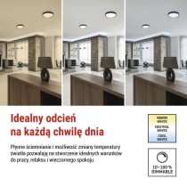 Oprawa LED do montażu natynkowego ILVI, okrągła 30 W, regulacja jasności + CCT, czarna + 