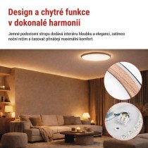 LED přisazené svítidlo ILVI, kruhové 30W, stmívání+CCT, černá+dřevo