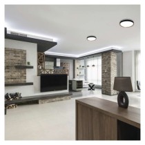 LED přisazené svítidlo ILVI, kruhové 30W, stmívání+CCT, černá+dřevo