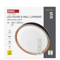 LED přisazené svítidlo ILVI, kruhové 30W, stmívání+CCT, černá+dřevo