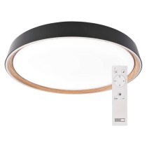 LED přisazené svítidlo ILVI, kruhové 45W, stmívání+CCT, černá+dřevo