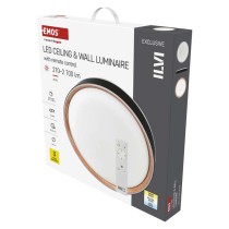 LED přisazené svítidlo ILVI, kruhové 45W, stmívání+CCT, černá+dřevo
