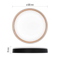 LED přisazené svítidlo ILVI, kruhové 45W, stmívání+CCT, černá+dřevo