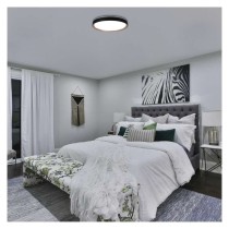 LED přisazené svítidlo ILVI, kruhové 45W, stmívání+CCT, černá+dřevo