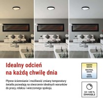 Oprawa LED do montażu natynkowego ILVI, okrągła 30 W, regulacja jasności + CCT, czarna + 