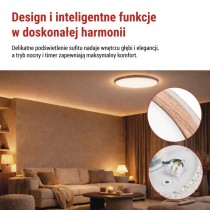 Oprawa LED nawierzchniowa ILVI, okrągła 30 W, regulacja jasności + CCT, drewno