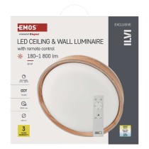 LED přisazené svítidlo ILVI, kruhové 30W, stmívání+CCT, dřevo