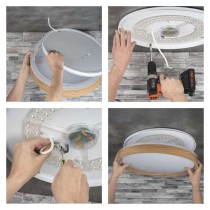 LED přisazené svítidlo ILVI, kruhové 30W, stmívání+CCT, dřevo