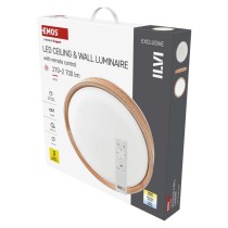 LED přisazené svítidlo ILVI, kruhové 45W, stmívání+CCT, dřevo